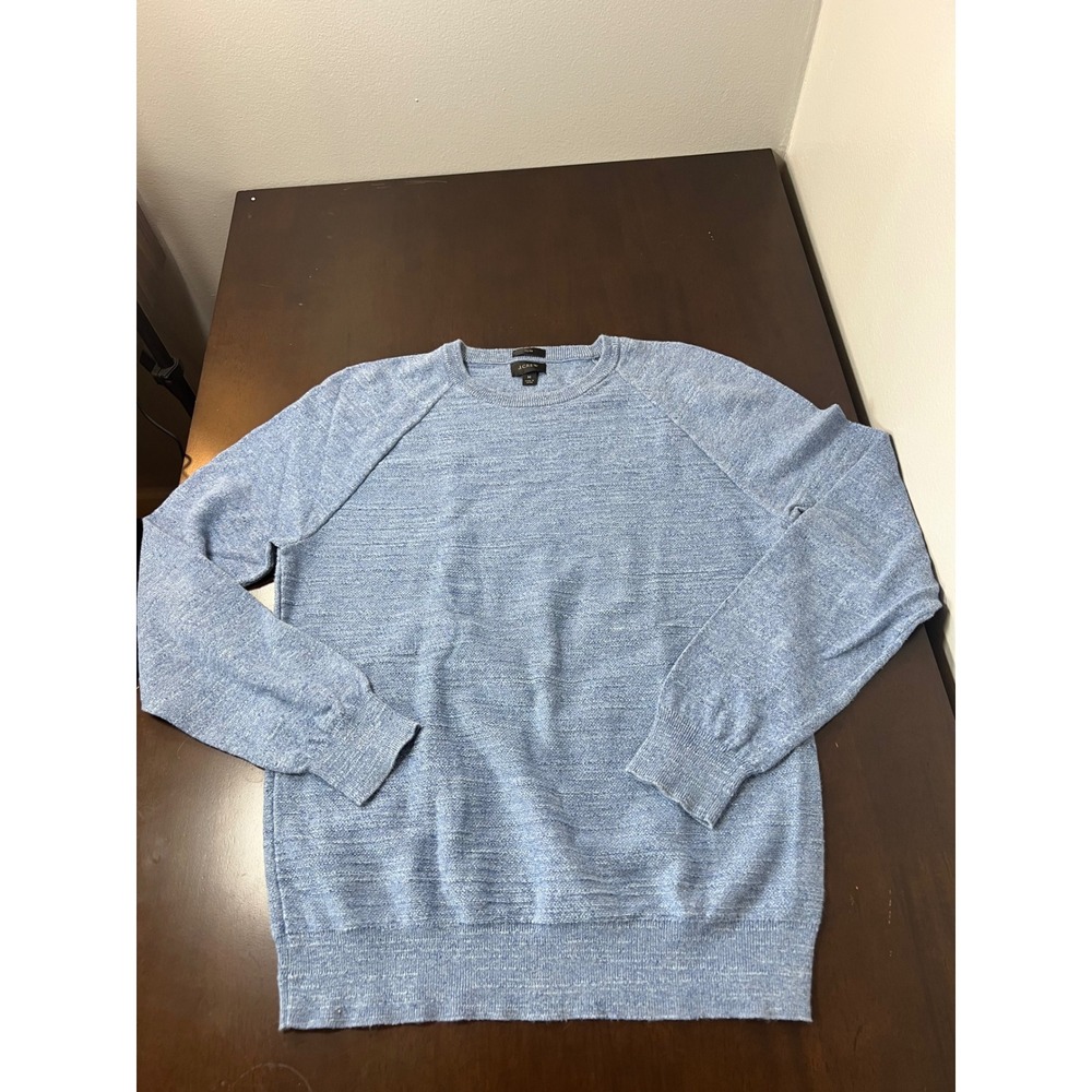 J.Crew Mens Slim Fit Crewneck Sweater Light Blue Marl Raglan Sleeve Size M